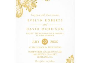 Elegant Gold Wedding Invitation Template Elegant White Gold Lace Pattern formal Wedding Invitation