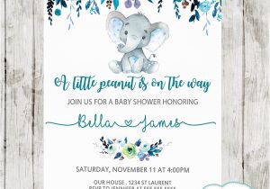 Elephant Baby Shower Invitations for Boys Elephant Baby Shower Invitations Boy Floral Teal Blue