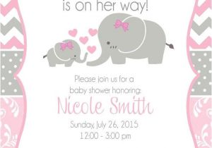 Elephant Baby Shower Invitations for Girls Baby Shower Invitation Baby Elephant themed by