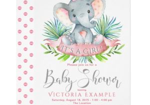 Elephant Baby Shower Invitations for Girls Girls Baby Elephant Baby Shower Invitations