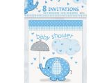 Elephant Baby Shower Invitations Party City Blue Elephant Baby Shower Invitations 8pk Walmart