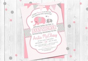 Elephant Baby Shower Invitations Party City Pink Elephant Baby Shower Invitation Pink and Gray