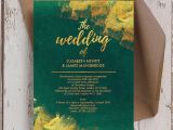 Emerald Green Wedding Invitation Template Emerald Green and Gold Wedding Invitation Wedding Ideas
