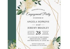 Emerald Green Wedding Invitation Template Emerald Green Floral Gold Frame Engagement Party