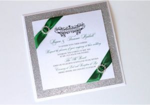 Emerald Green Wedding Invitation Template Gorgeous Emerald Green and Silver Glitter Wedding