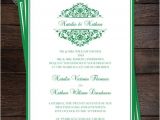 Emerald Green Wedding Invitation Template Grace Wedding Invitation Dark Emerald Green Wedding