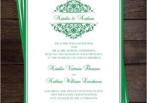 Emerald Green Wedding Invitation Template Grace Wedding Invitation Dark Emerald Green Wedding
