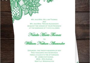 Emerald Green Wedding Invitation Template Vintage Lace Wedding Invitation Emerald Green Wedding