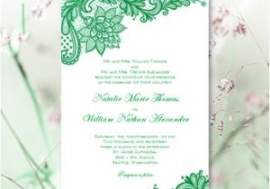 Emerald Green Wedding Invitation Template Vintage Lace Wedding Invitations Emerald Green Irish Printable
