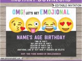 Emoji Birthday Invitation Template Free Emoji Invitation Template Emoji Birthday Party theme