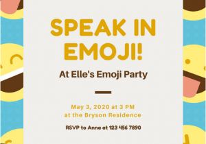 Emoji Party Invitation Template Blue and Yellow Smiley Emoji Party Invitation Templates