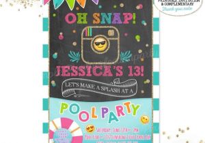 Emoji Pool Party Invitations Emoji Pool Party Birthday Invitation Instagram Pool Party