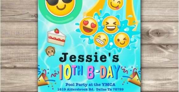 Emoji Pool Party Invitations Emoji Pool Party Birthday Invitations Swim Party Beach Pool