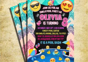 Emoji Pool Party Invitations Emoji Pool Party Invitation Emoji Icons Birthday Party