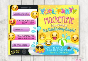 Emoji Pool Party Invitations Printable Emoji Pool Party Party Invitation Swim Party Emoji