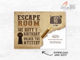 Escape Room Birthday Invitation Template Free Escape Room Invitation Birthday Invite Instant Download Etsy