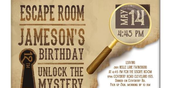 Escape Room Birthday Invitation Template Free Escape Room Invite Boys or Girls Birthday Invitation Gold