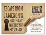 Escape Room Party Invitation Escape Room Invite Boys or Girls Birthday Invitation Gold