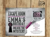 Escape Room Party Invitation Escape Room Invite Gray Girls or Boys Birthday Pink