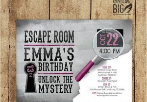 Escape Room Party Invitation Escape Room Invite Gray Girls or Boys Birthday Pink