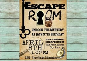 Escape Room Party Invitation Escape Room Mystery Puzzle Birthday Party Invitations