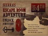 Escape Room Party Invitation Printable Printable Escape Room Party Invite Western Escape Room