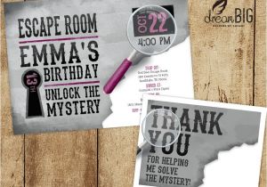 Escape Room Party Invitation Template Escape Room Invite Plus Thank You Card Option Girls or Boys