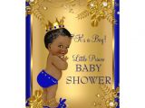 Ethnic Baby Shower Invitations Boy Ethnic Prince Boy Baby Shower Gold Blue Floral 5×7 Paper