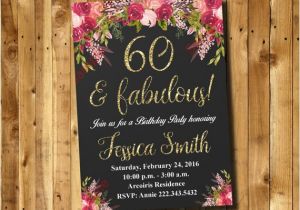 Etsy 60th Birthday Invitations 60th Birthday Invitation Watercolor Flowers Invitation