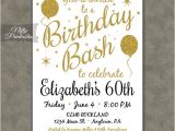 Etsy 60th Birthday Invitations 60th Birthday Invitations Printable 60 White Gold Glitter