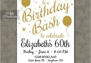 Etsy 60th Birthday Invitations 60th Birthday Invitations Printable 60 White Gold Glitter