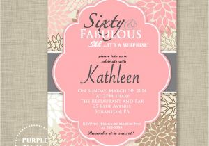Etsy 60th Birthday Invitations Pink 60th Birthday Invitation Sixty and Fabulous Surprise
