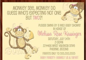 Etsy Com Baby Shower Invitations Items Similar to Twin Girls Monkey Baby Shower Invitation