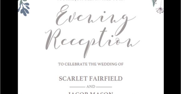 Evening Wedding Invitation Template Floral Wedding evening Reception Invite Template Stg1