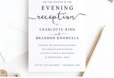 Evening Wedding Invitation Template Print at Home evening Reception Wedding Invitation