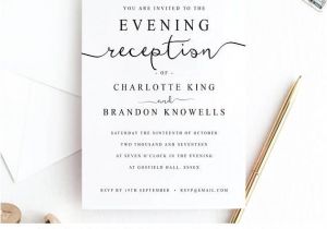 Evening Wedding Invitation Template Print at Home evening Reception Wedding Invitation