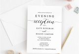 Evening Wedding Invitation Template Printable Wedding Reception Invitation Template evening