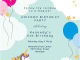 Example Invitation Card About Birthday Party Unicorns Rainbows Birthday Invitation Template Free