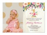 Example Of First Birthday Invitation Card 1st Birthday First Beautiful Floral Invitation Card Zazzle
