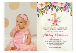 Example Of First Birthday Invitation Card 1st Birthday First Beautiful Floral Invitation Card Zazzle