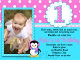 Example Of First Birthday Invitation Card Printable Birthday Invitations Girls Penguin Party
