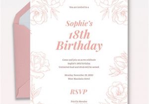 Example Of Invitation Card for 18 Birthday 18th Birthday Invitation Template Download 108