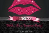 Example Of Invitation Card for 18 Birthday Pink Glitter Lips Custom Birthday Invitation 18th
