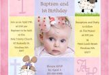 Example Of Invitation Card for Christening and Birthday 1st Birthday and Christening Baptism Invitation Sample