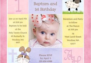 Example Of Invitation Card for Christening and Birthday 1st Birthday and Christening Baptism Invitation Sample