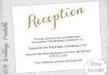 Example Of Wedding Invitation with Reception Wording Wedding Reception Invitation Template Diy Gold