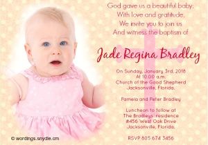 Examples Of Baptism Invitations Baptism Invitation Wording Samples Wordings and Messages