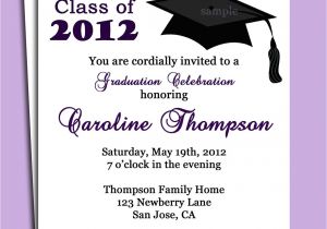 Examples Of Graduation Invitations Wording Graduation Party or Announcement Invitation Printable or