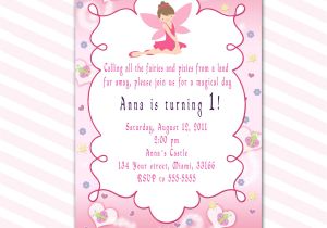 Fairy 1st Birthday Invitations Fairy Birthday Invitation Princess Custom Girl 1st by