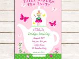 Fairy Tea Party Invitations Fairy Garden Tea Party Birthday Invitation Pink and Green